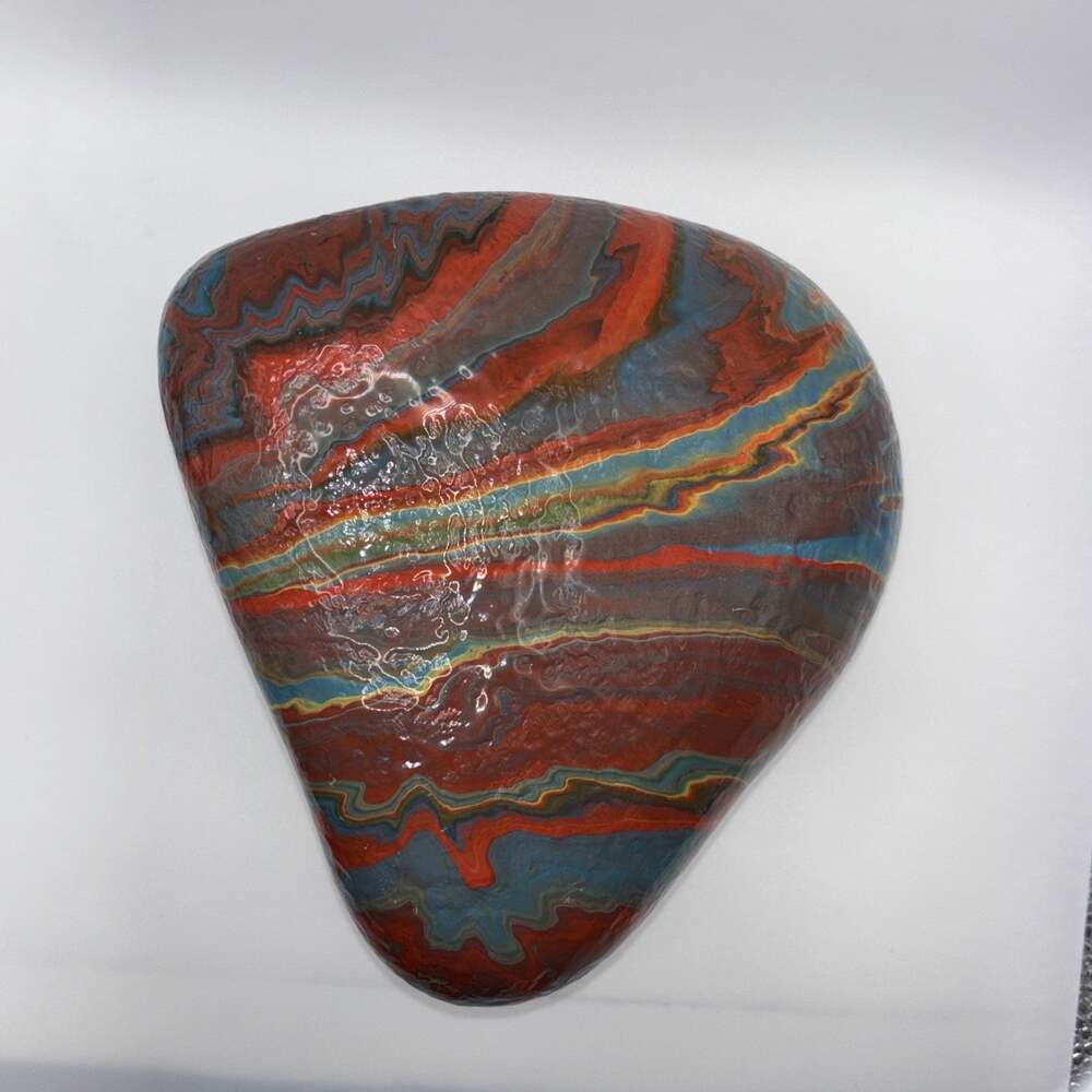Handpainted Ocean Rock Heavy Colorful Sealed Art Paperweight